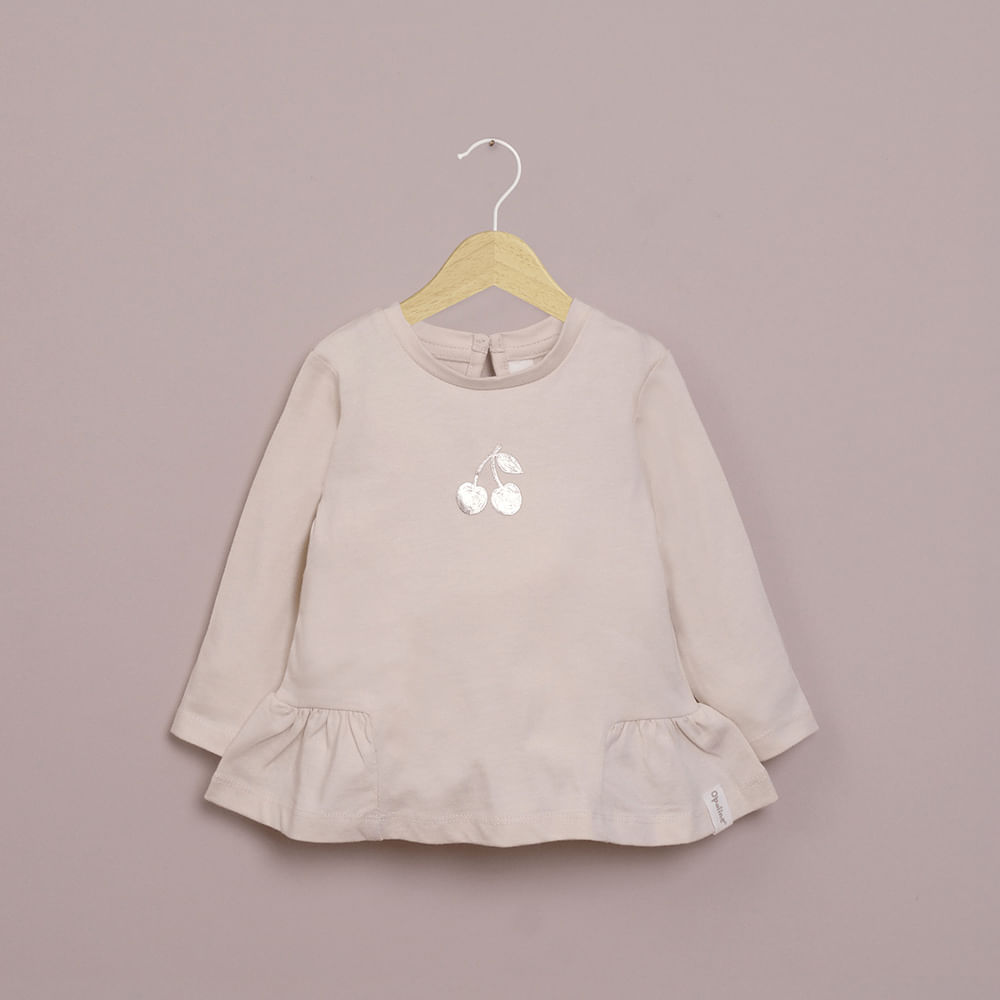 POLERA MANGA LARGA CREMA DE NIÑA OPALINE - 1