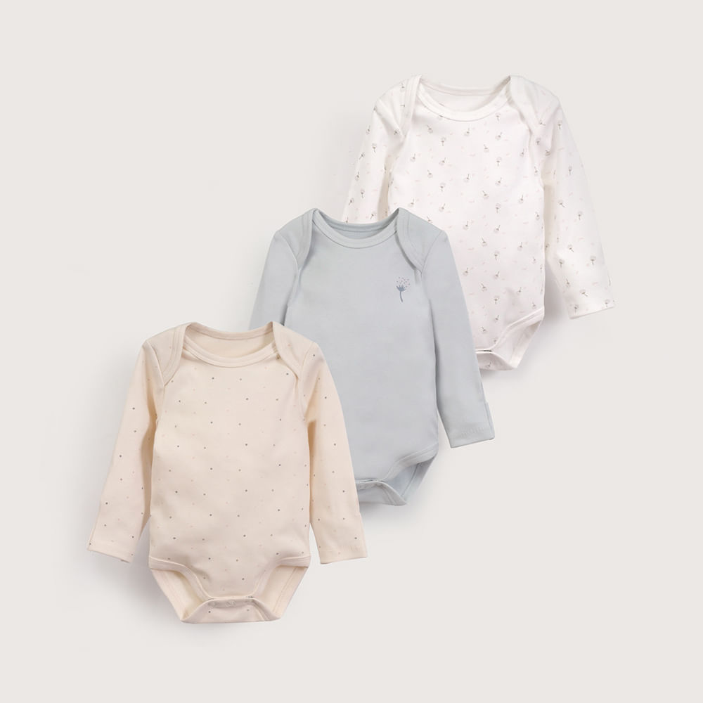 TRIPACK BODIES MANGA LARGA FLORES DE BEBE  NIÑA OPALINE - 2