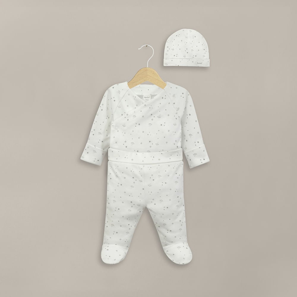 CONJUNTO CLINICA BLANCO 3 PIEZAS DE BEBE  UNISEX OPALINE - 1