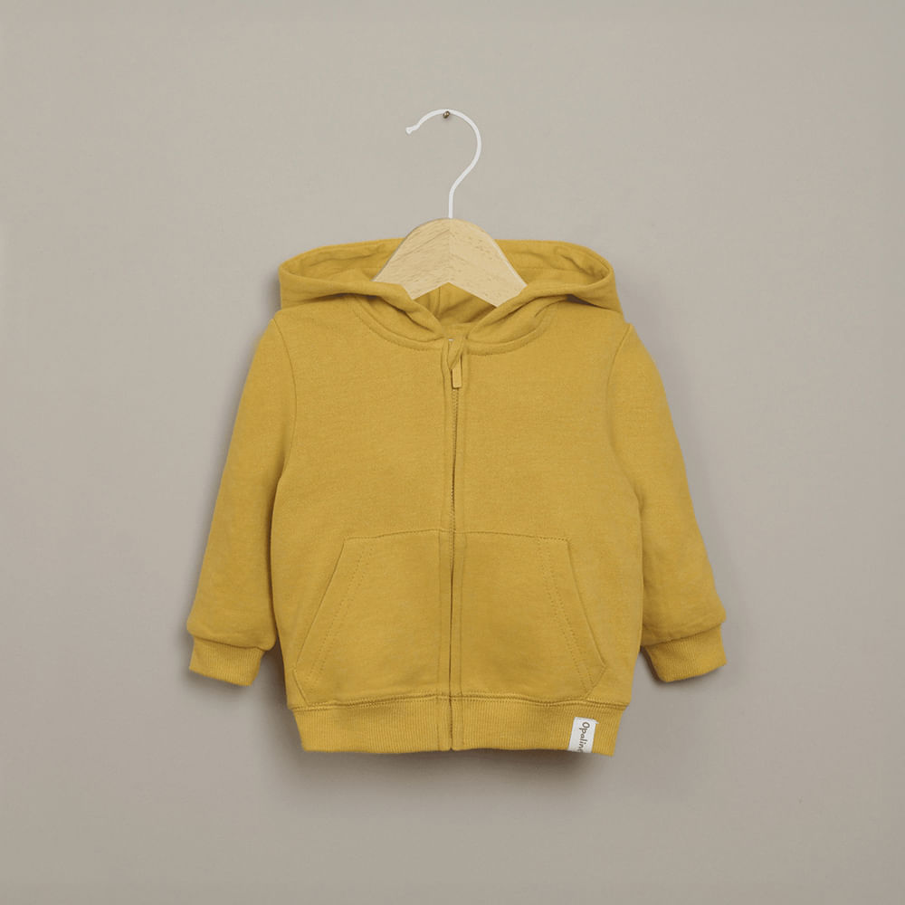 POLERON CON GORRO AMARILLO DE  NIÑO OPALINE - 1