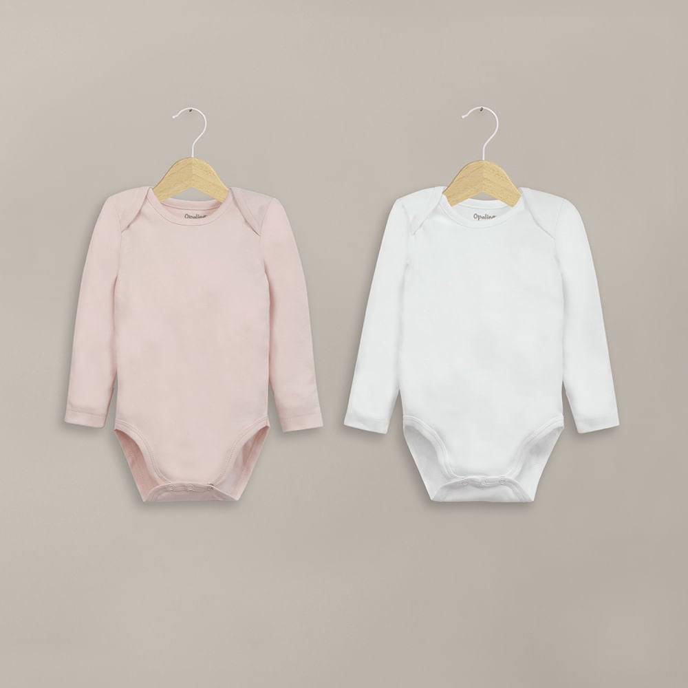 PACK DE 2 BODYS ALGODON ROSADO DE NIÑA OPALINE - 1