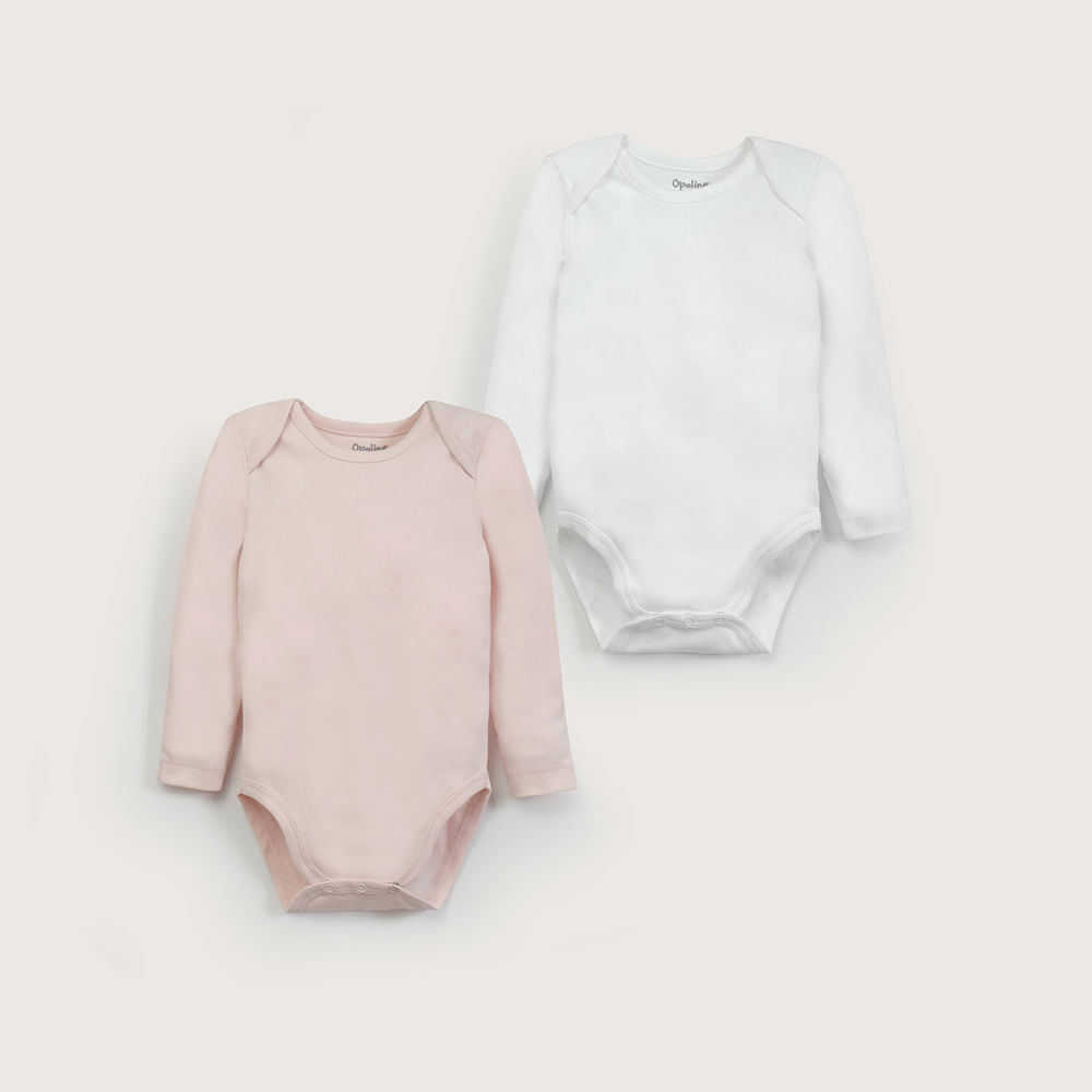 PACK DE 2 BODYS ALGODON ROSADO DE NIÑA OPALINE - 2