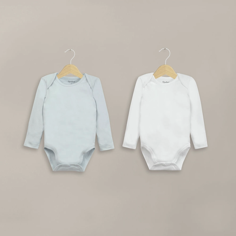 PACK DE 2 BODYS ALGODON CELESTE DE NIÑO OPALINE - 1
