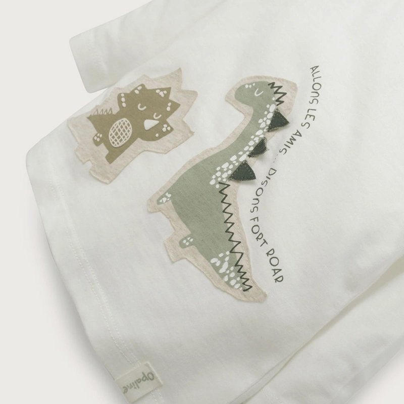 POLERA MANGA LARGA BLANCA DINOSAURIOS DE NIÑO OPALINE - 4