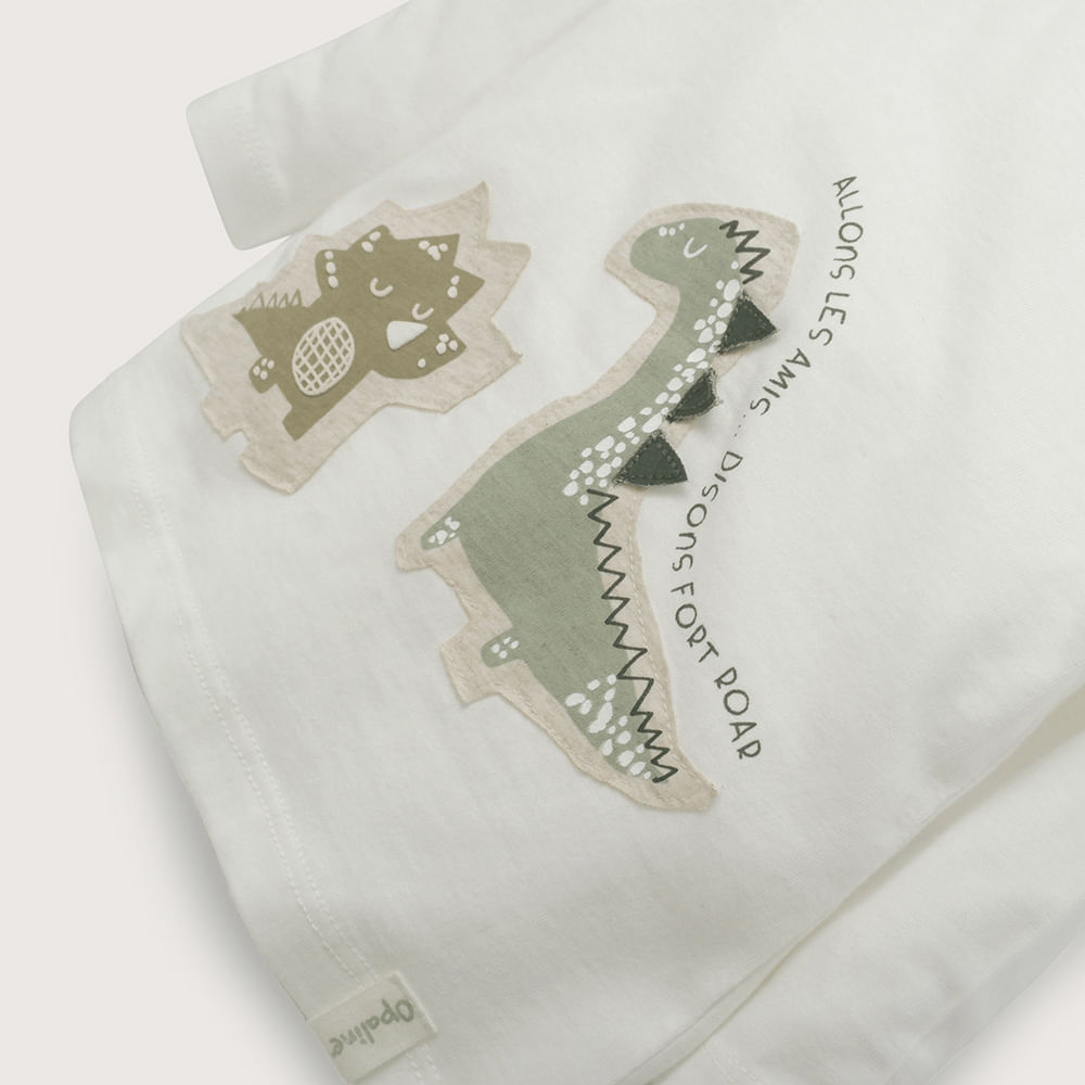 POLERA MANGA LARGA BLANCA DINOSAURIOS DE NIÑO OPALINE - 4