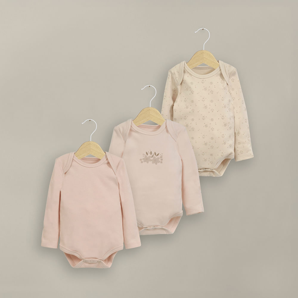 TRIPACK BODIES MANGA LARGA DE BEBE  NIÑA OPALINE - 1