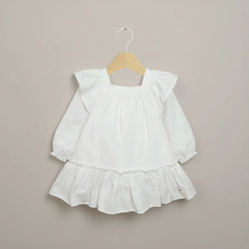 VESTIDO BLANCO MANGA LARGA DE NIÑA OPALINE - 1