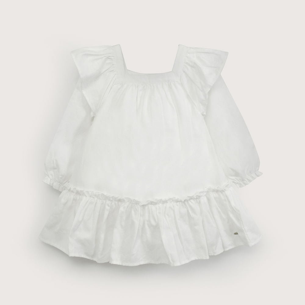 VESTIDO BLANCO MANGA LARGA DE NIÑA OPALINE - 2