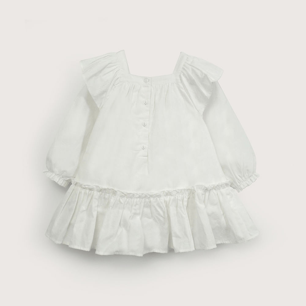 VESTIDO BLANCO MANGA LARGA DE NIÑA OPALINE - 3