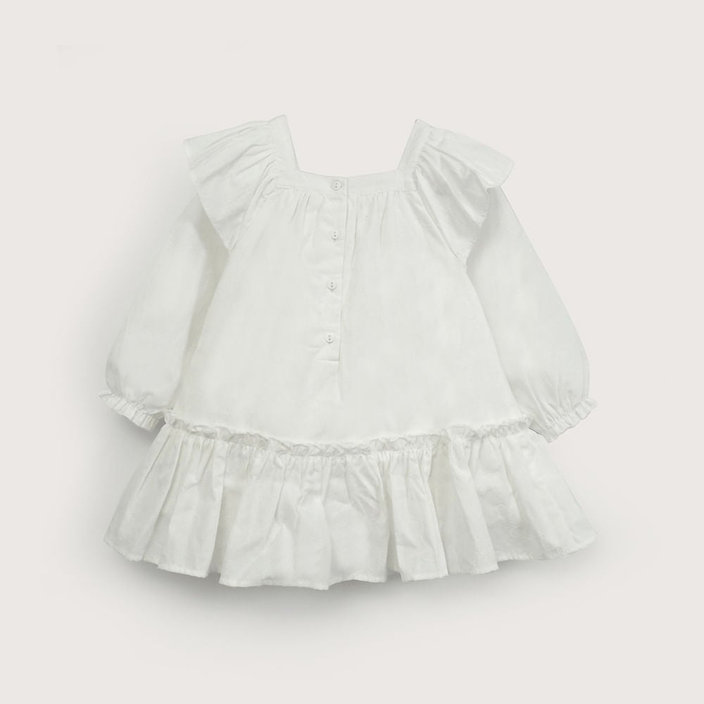 VESTIDO BLANCO MANGA LARGA DE NIÑA OPALINE - 3