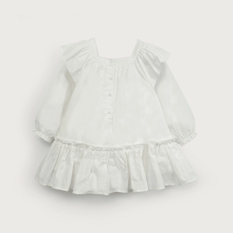VESTIDO BLANCO MANGA LARGA DE NIÑA OPALINE - 3
