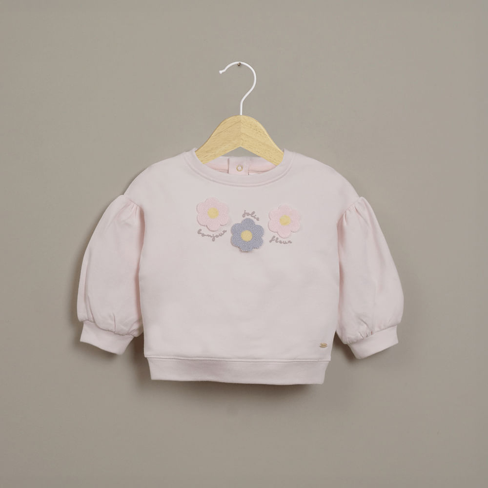 POLERON ROSADO CON BORDADO DE NIÑA OPALINE - 1