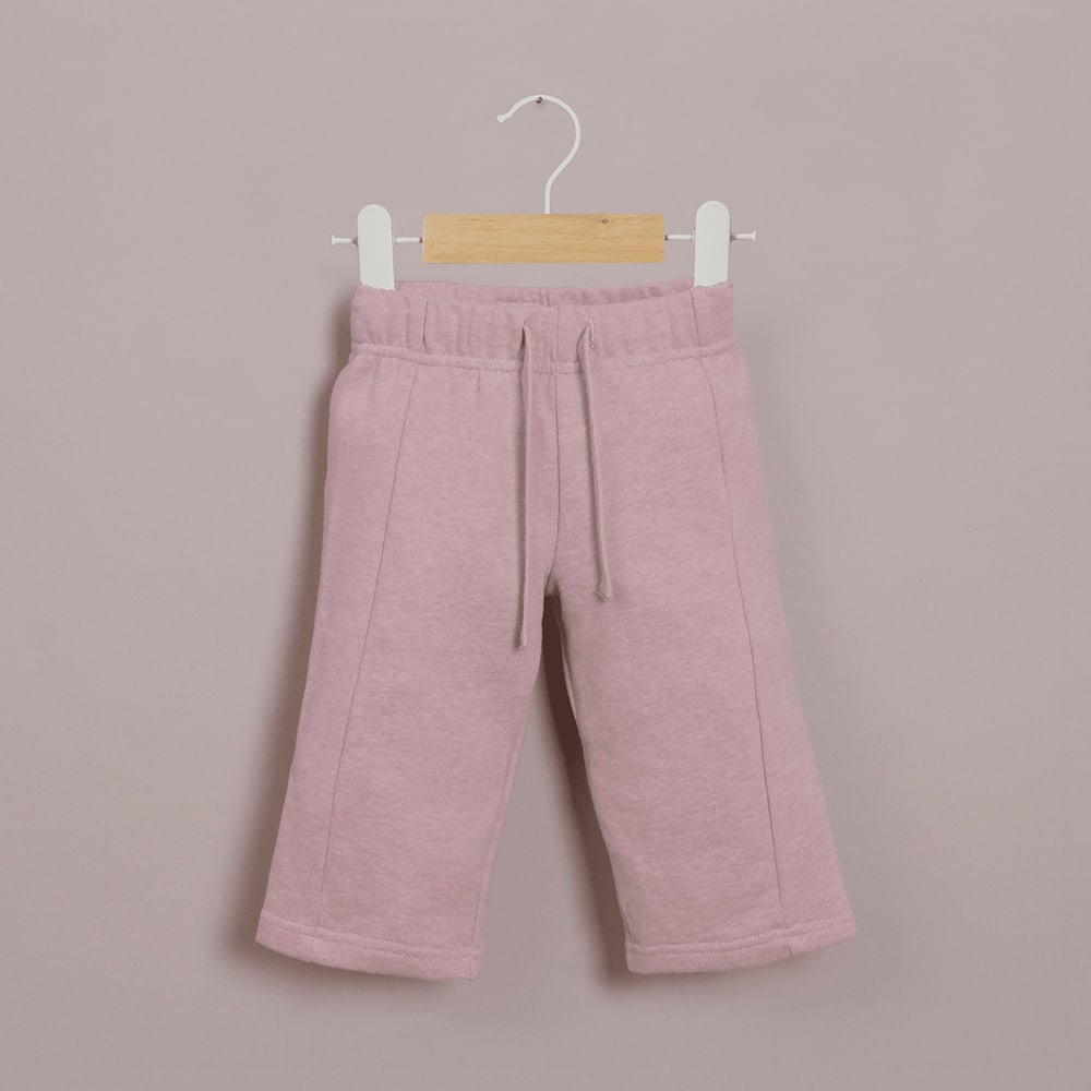 PANTALON DE BUZO ROSADO ANCHO DE NIÑA OPALINE - 1