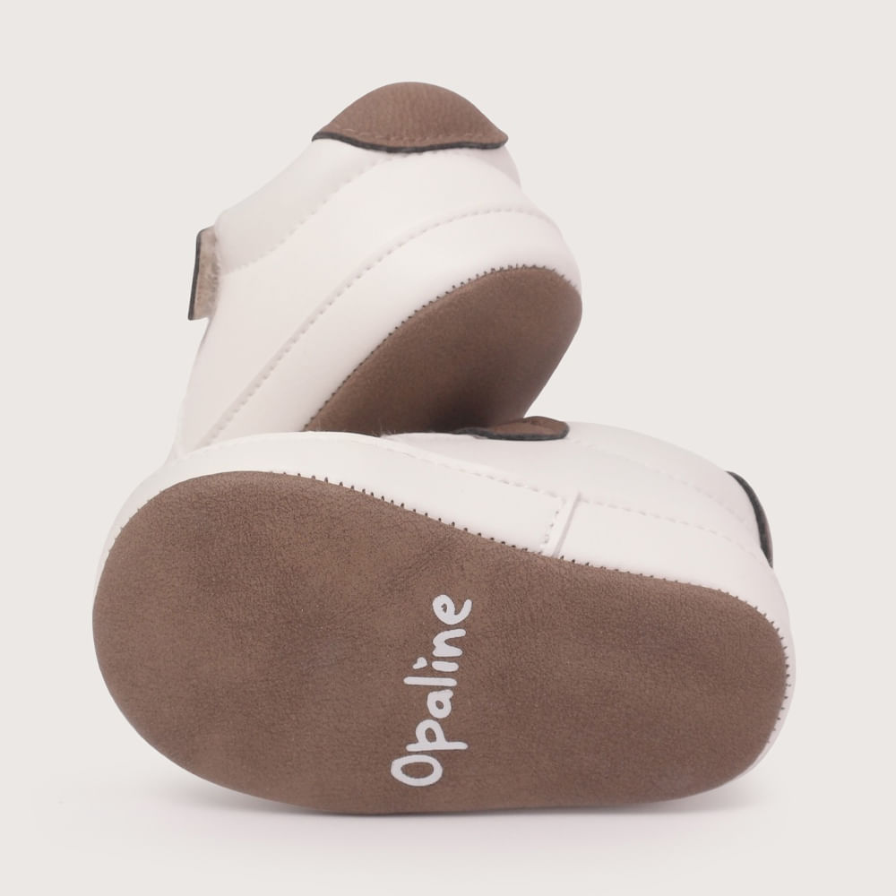 ZAPATILLA BEBE  BLANCA CON VERDE DE NIÑO OPALINE - 3