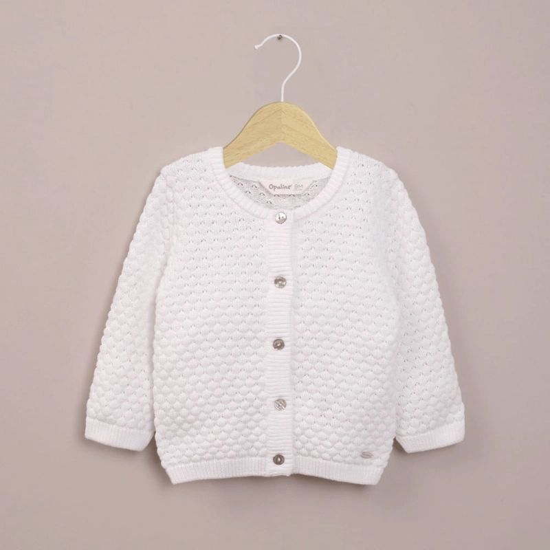 CHALECO BLANCO CON TEXTURA DE NIÑA OPALINE - 1