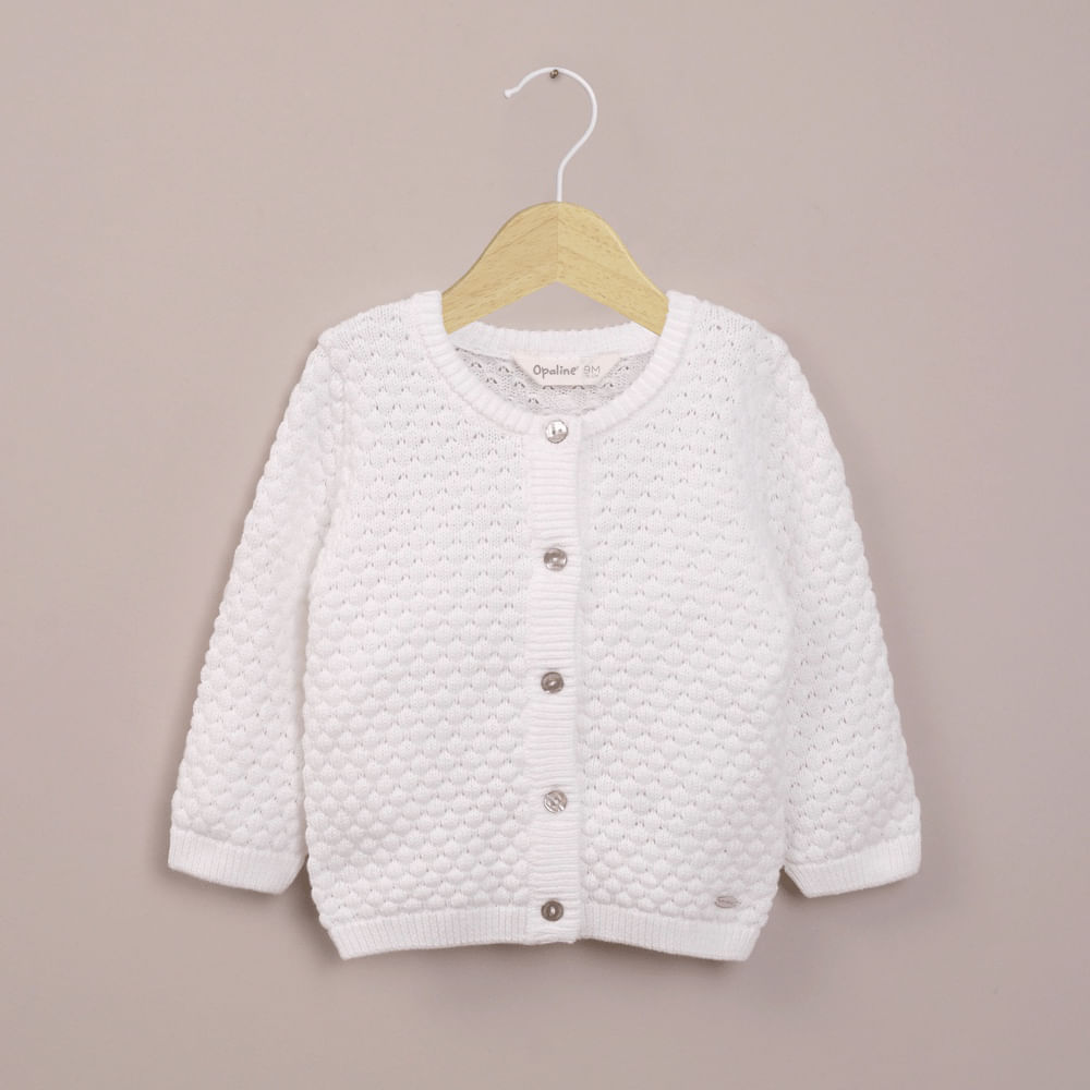 CHALECO BLANCO CON TEXTURA DE NIÑA OPALINE - 1