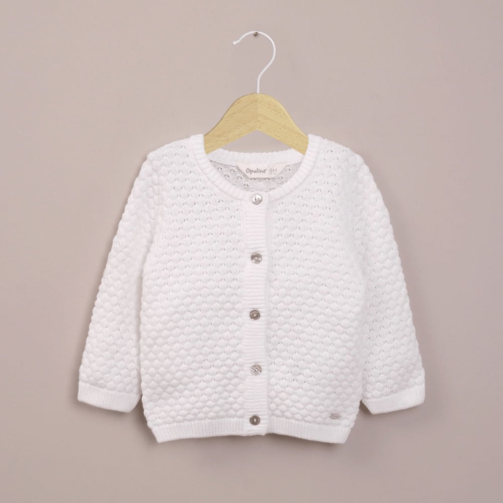 CHALECO BLANCO CON TEXTURA DE NIÑA OPALINE - 1
