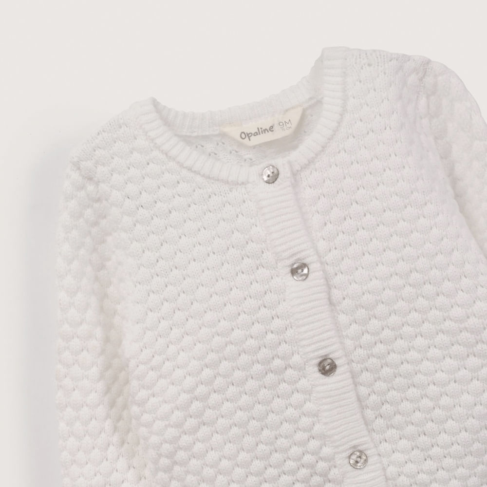 CHALECO BLANCO CON TEXTURA DE NIÑA OPALINE - 7