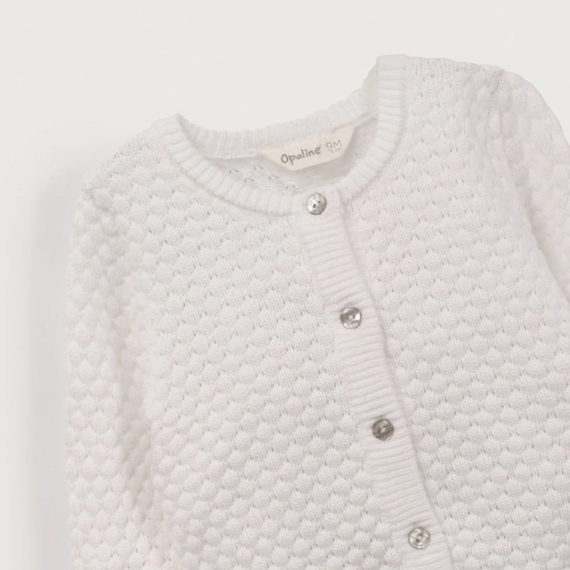 CHALECO BLANCO CON TEXTURA DE NIÑA OPALINE - 8