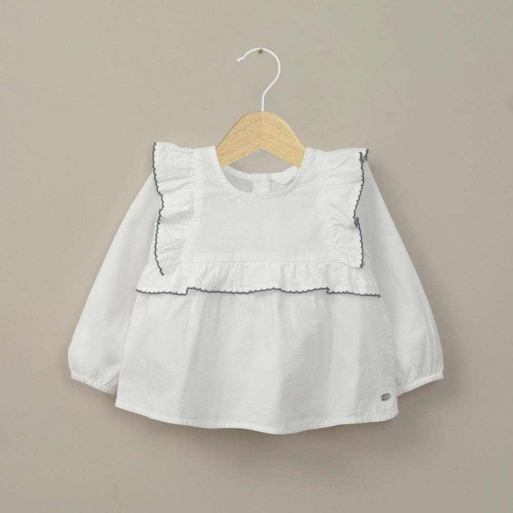 BLUSA MANGA LARGA BLANCA DE NIÑA OPALINE - 1