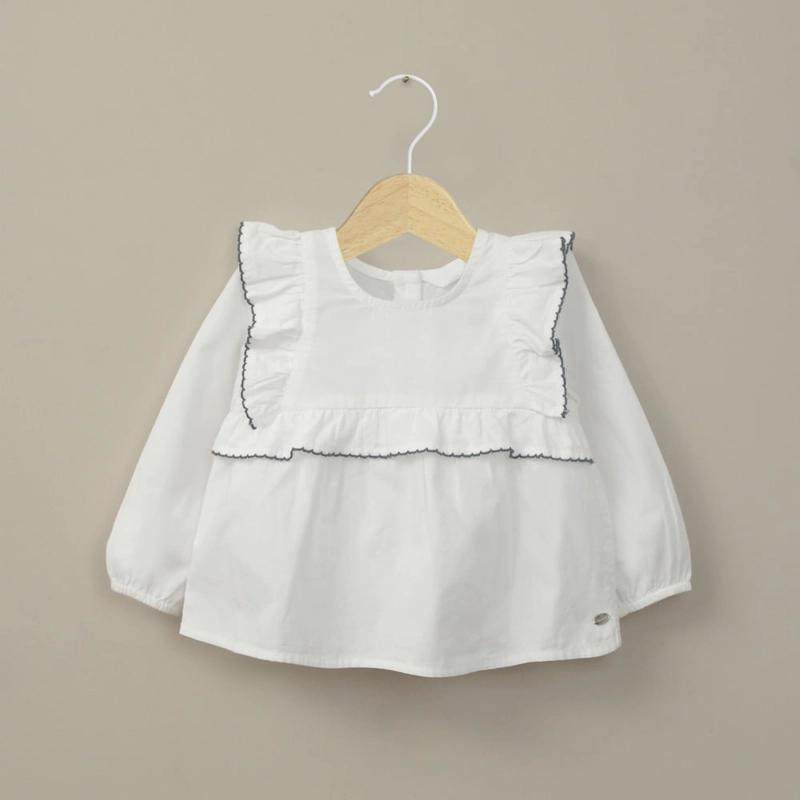 BLUSA MANGA LARGA BLANCA DE NIÑA OPALINE - 1