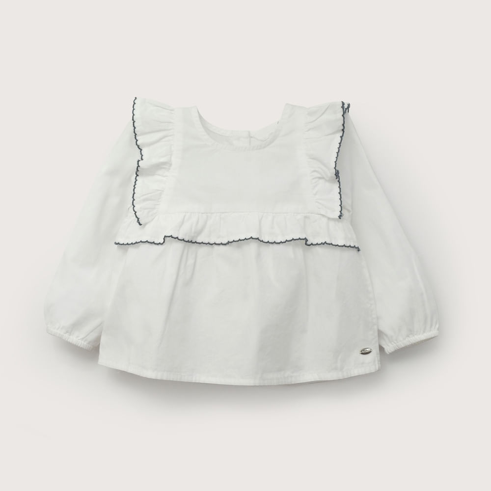 BLUSA MANGA LARGA BLANCA DE NIÑA OPALINE - 2