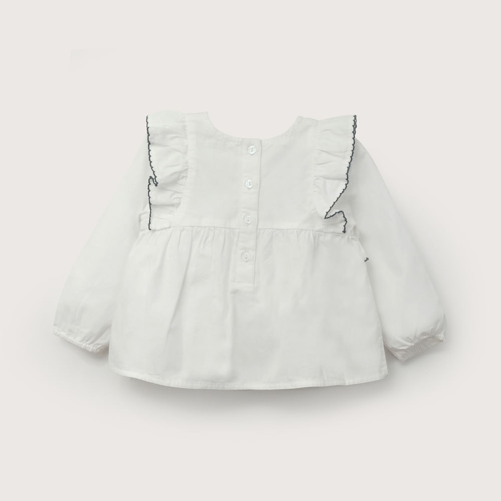 BLUSA MANGA LARGA BLANCA DE NIÑA OPALINE - 3