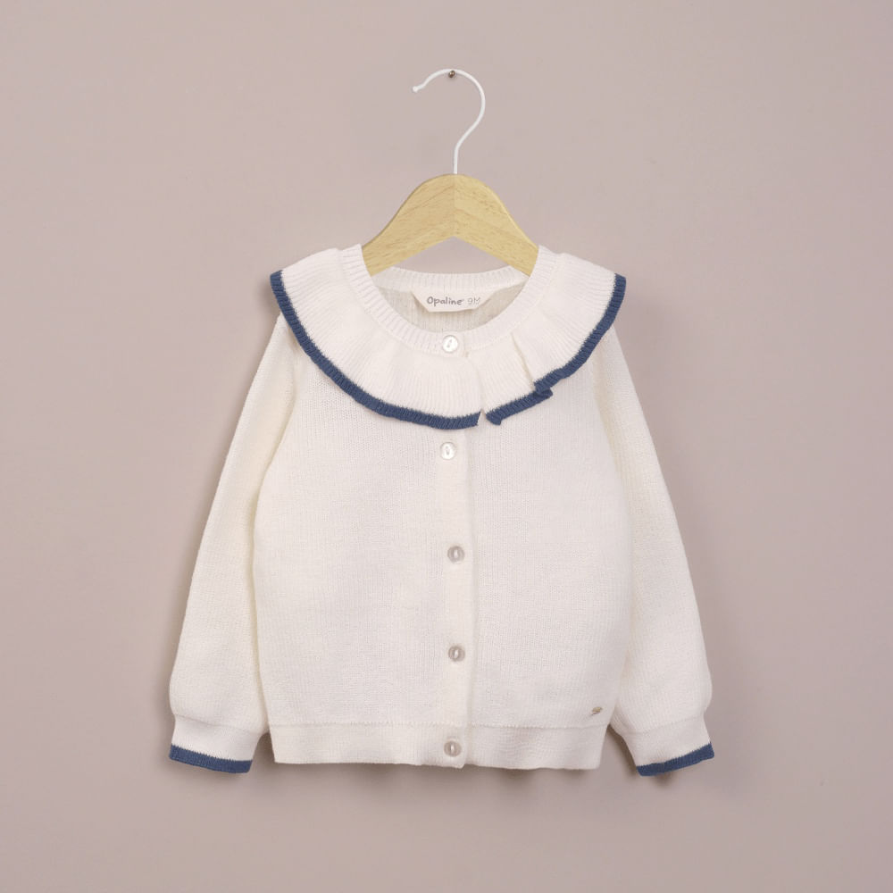 CHALECO BLANCO CON CUELLO DE NIÑA OPALINE - 1