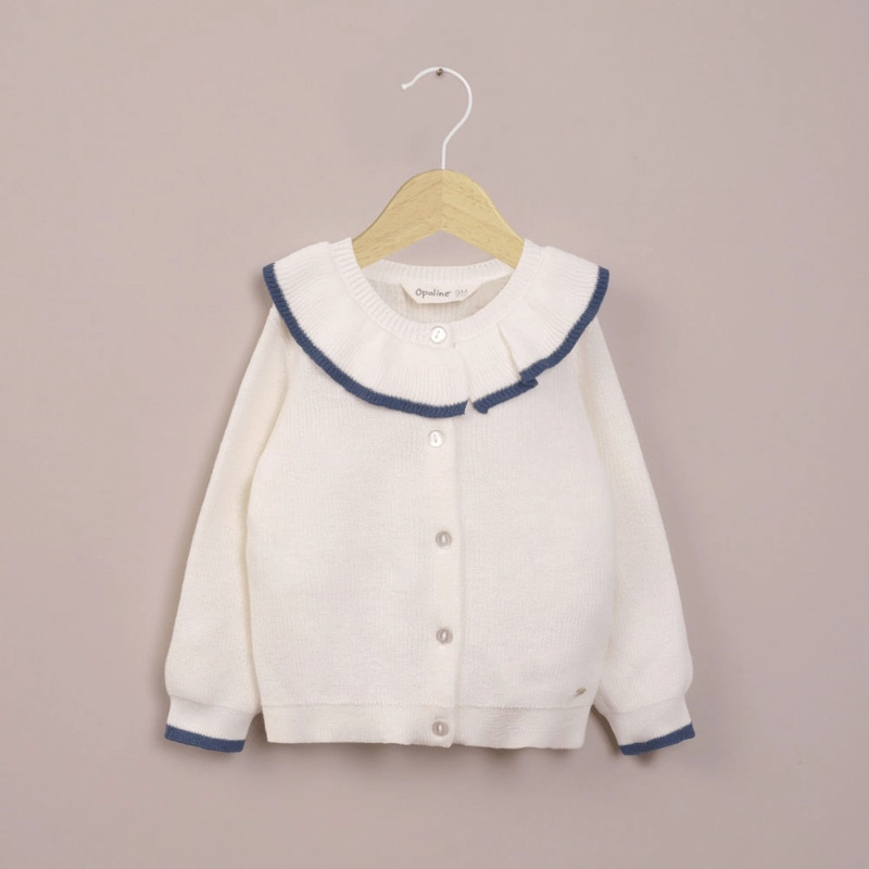 CHALECO BLANCO CON CUELLO DE NIÑA OPALINE - 1