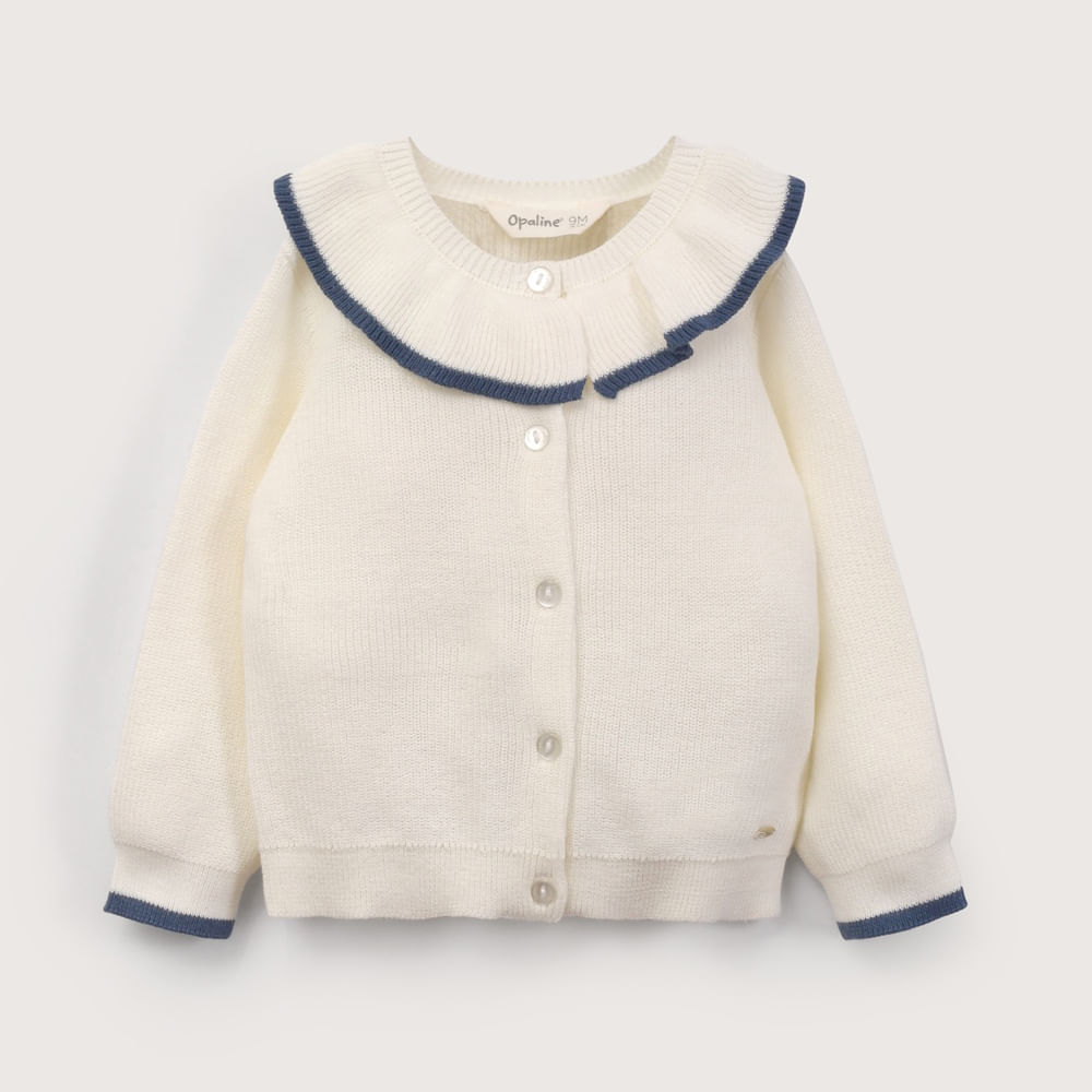 CHALECO BLANCO CON CUELLO DE NIÑA OPALINE - 2