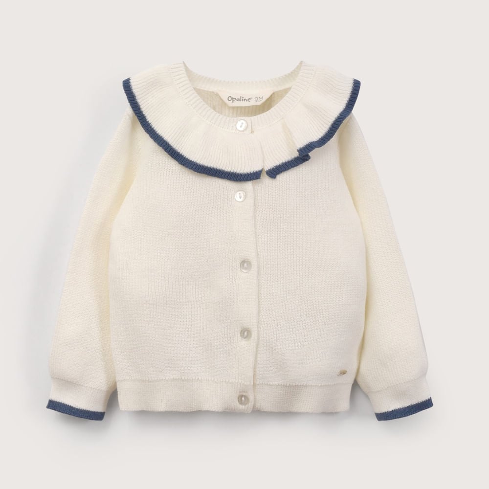 CHALECO BLANCO CON CUELLO DE NIÑA OPALINE - 2