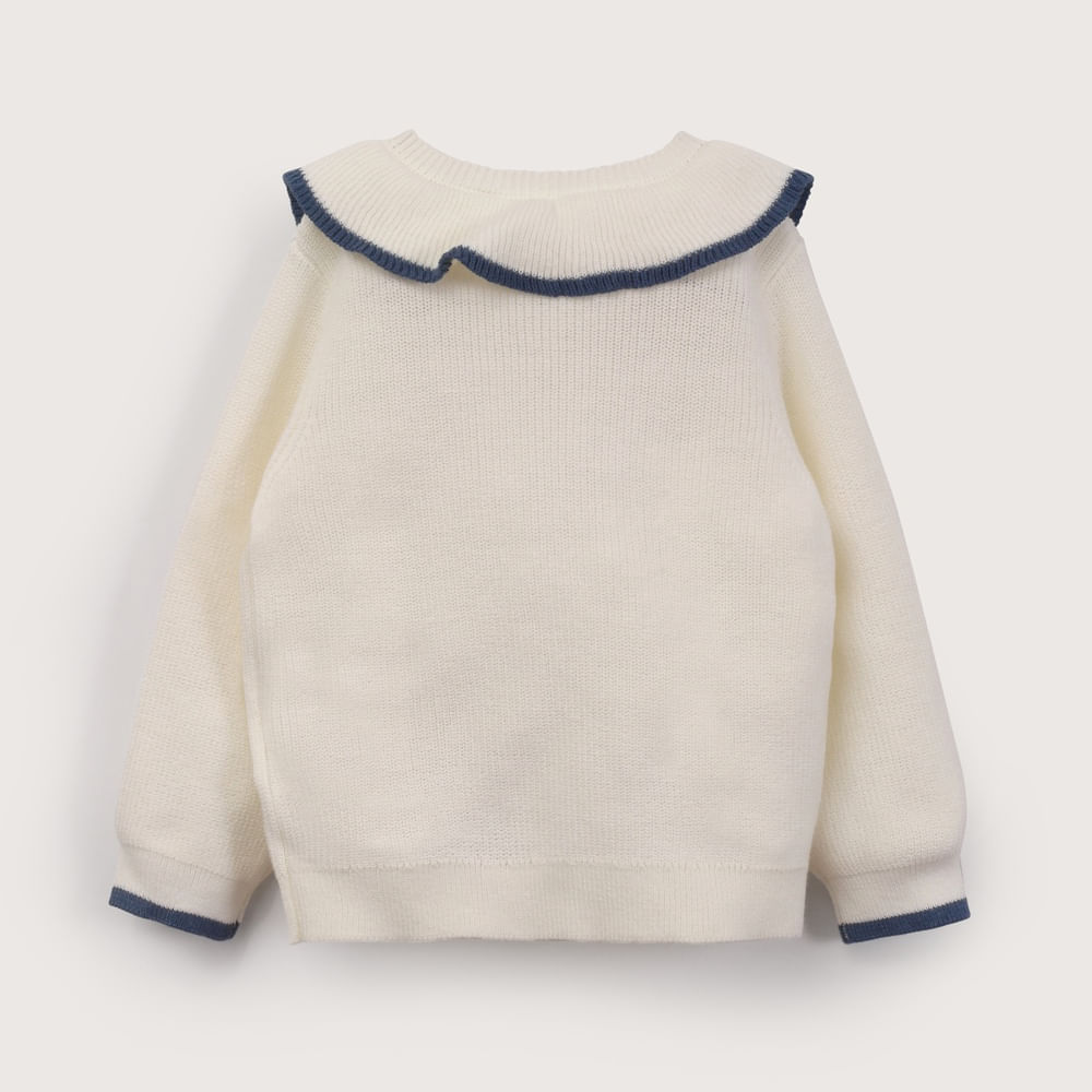 CHALECO BLANCO CON CUELLO DE NIÑA OPALINE - 5