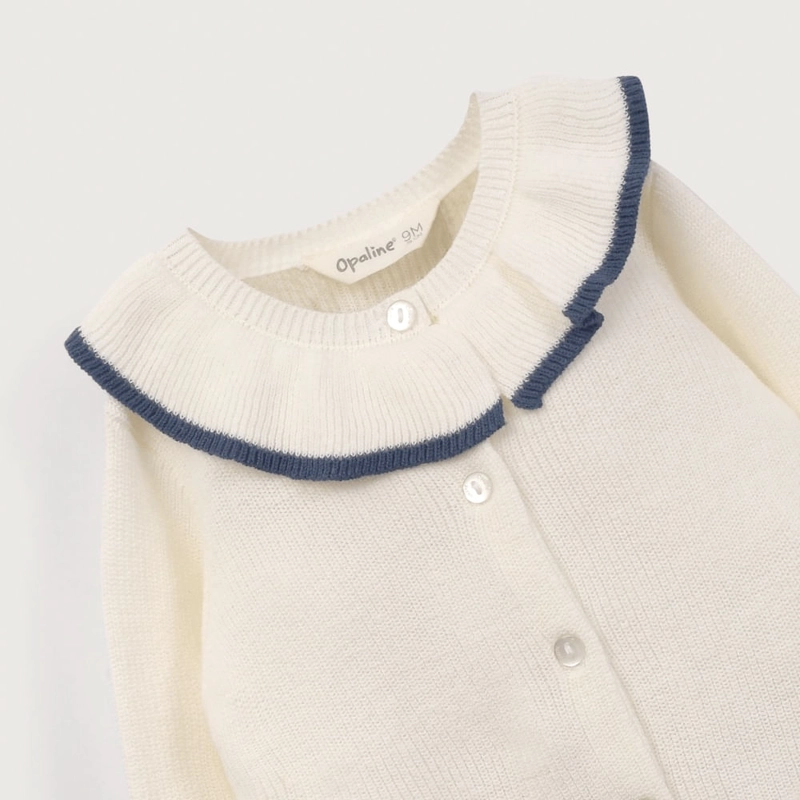 CHALECO BLANCO CON CUELLO DE NIÑA OPALINE - 8
