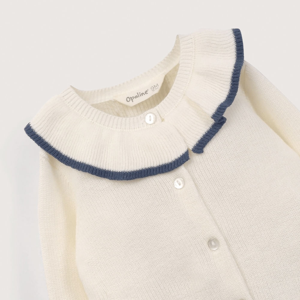 CHALECO BLANCO CON CUELLO DE NIÑA OPALINE - 8