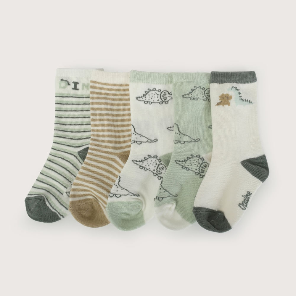 PACK DE 5 CALCETINES VERDE NIÑO OPALINE - 1