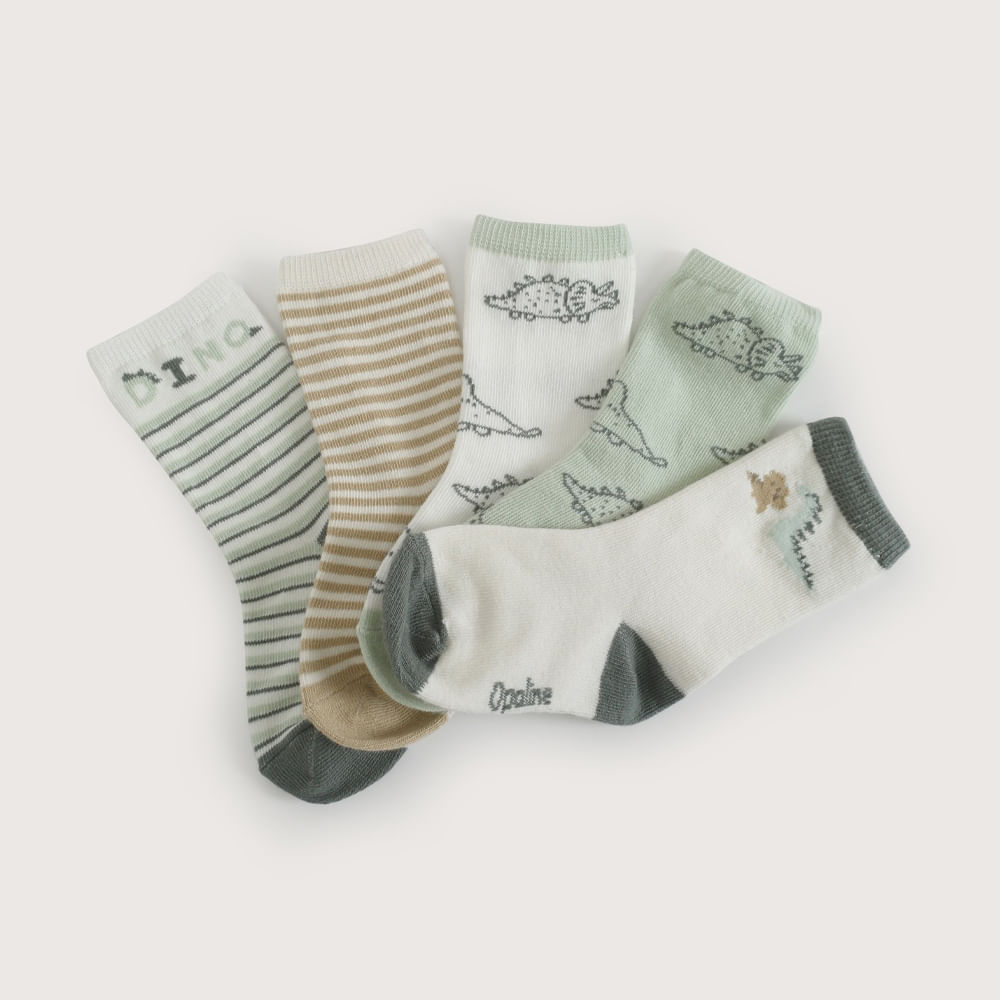 PACK DE 5 CALCETINES VERDE NIÑO OPALINE - 5