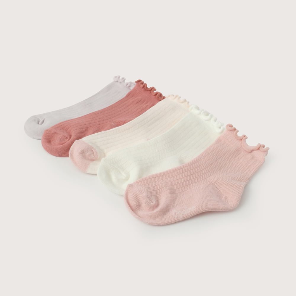 PACK DE 5 CALCETINES ROSADOS NIÑA OPALINE - 4