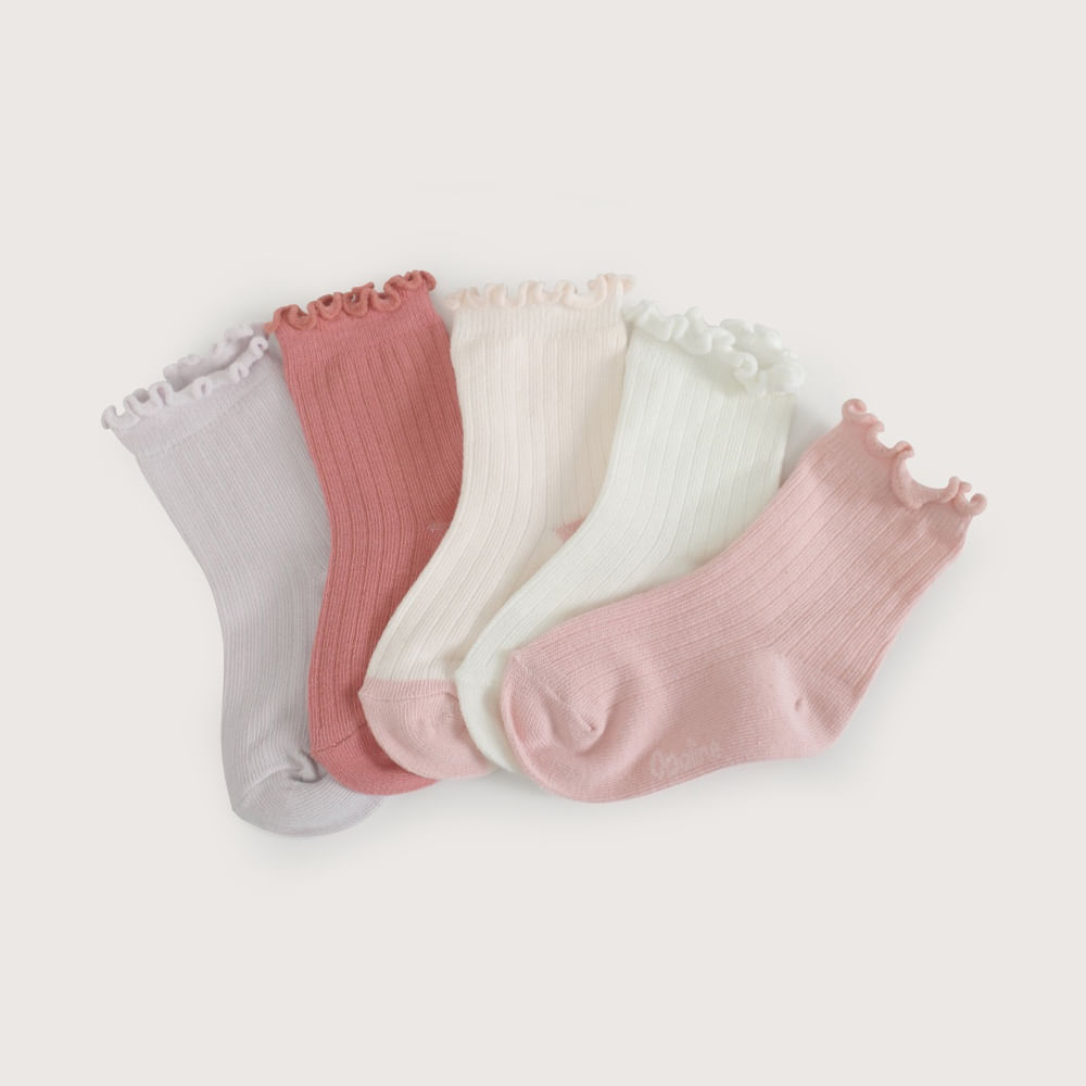 PACK DE 5 CALCETINES ROSADOS NIÑA OPALINE - 6