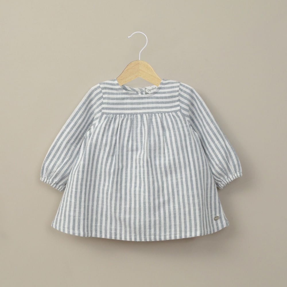 VESTIDO AZUL CON LINEAS DE BEBE  NIÑA OPALINE - 1