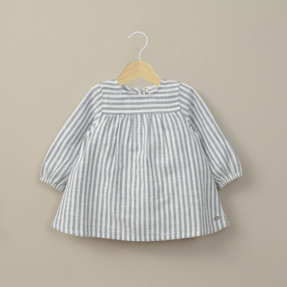 VESTIDO AZUL CON LINEAS DE BEBE  NIÑA OPALINE - 1