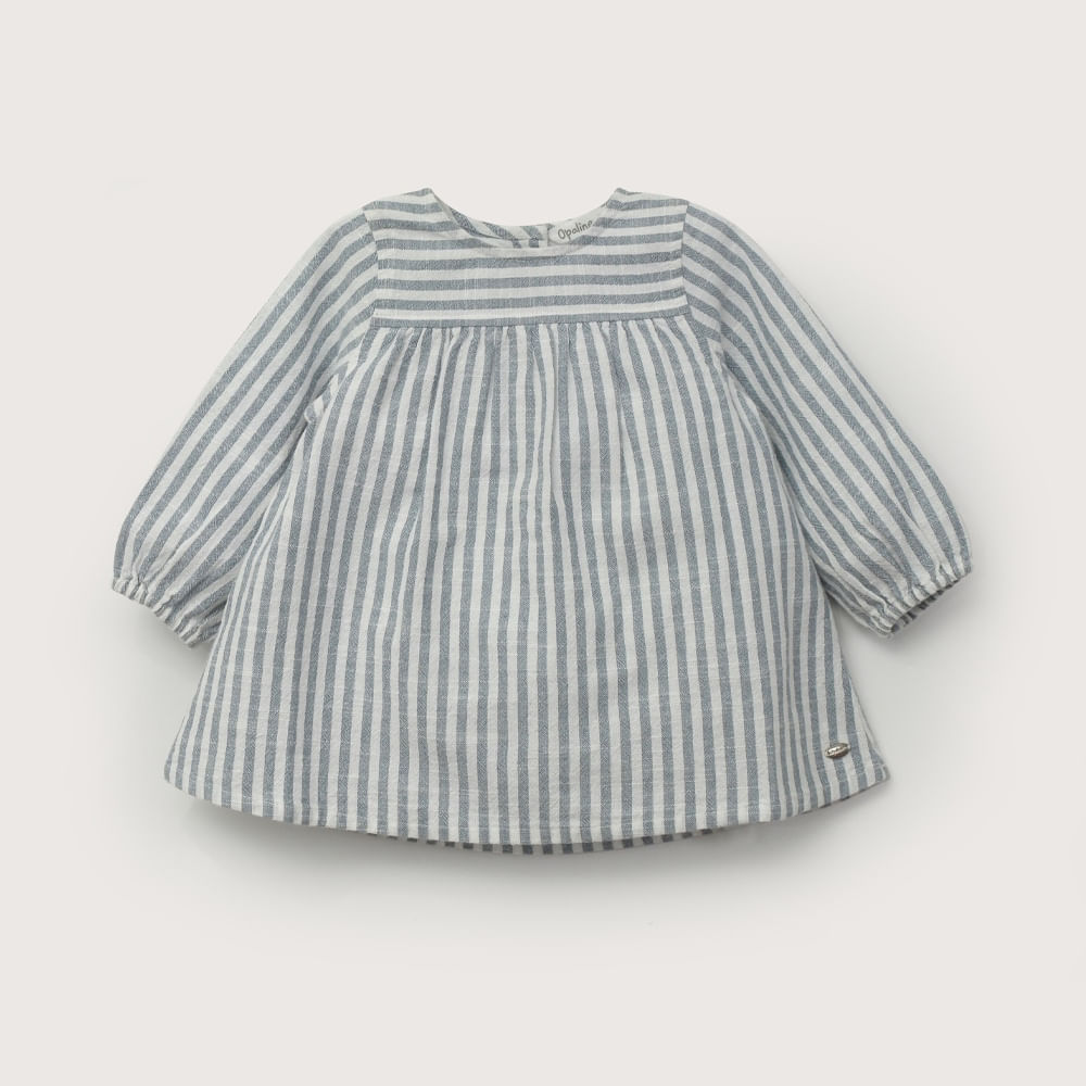VESTIDO AZUL CON LINEAS DE BEBE  NIÑA OPALINE - 2