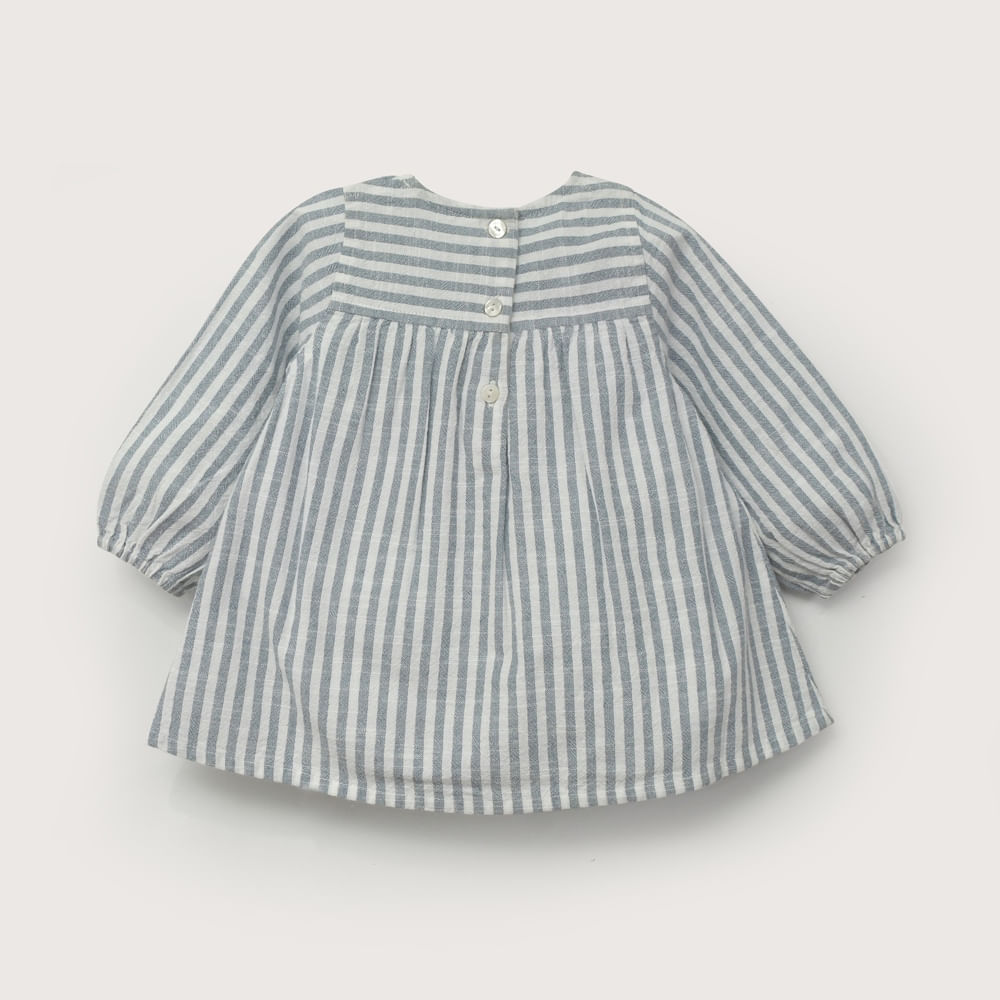 VESTIDO AZUL CON LINEAS DE BEBE  NIÑA OPALINE - 3