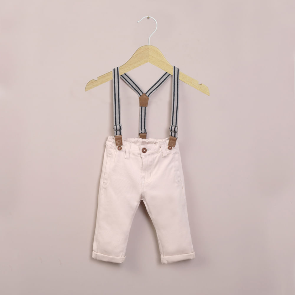 PANTALON CON SUSPENSORES BEIGE DE NIÑO OPALINE - 1