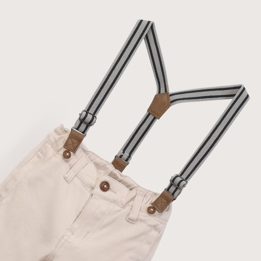 PANTALON CON SUSPENSORES BEIGE DE NIÑO OPALINE - 5