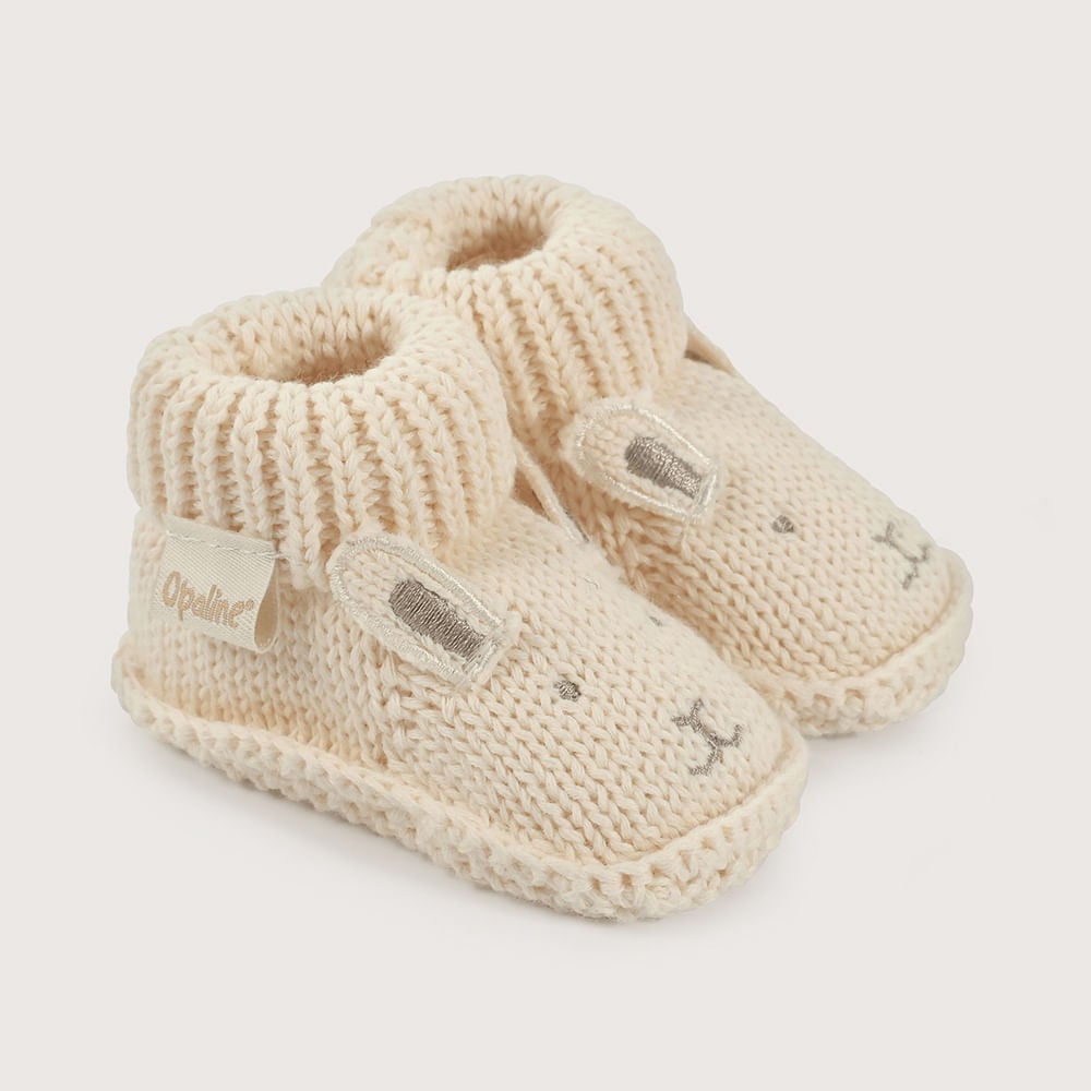 PANTUFLA BEBE  TEJIDA BEIGE DE NIÑA OPALINE - 1
