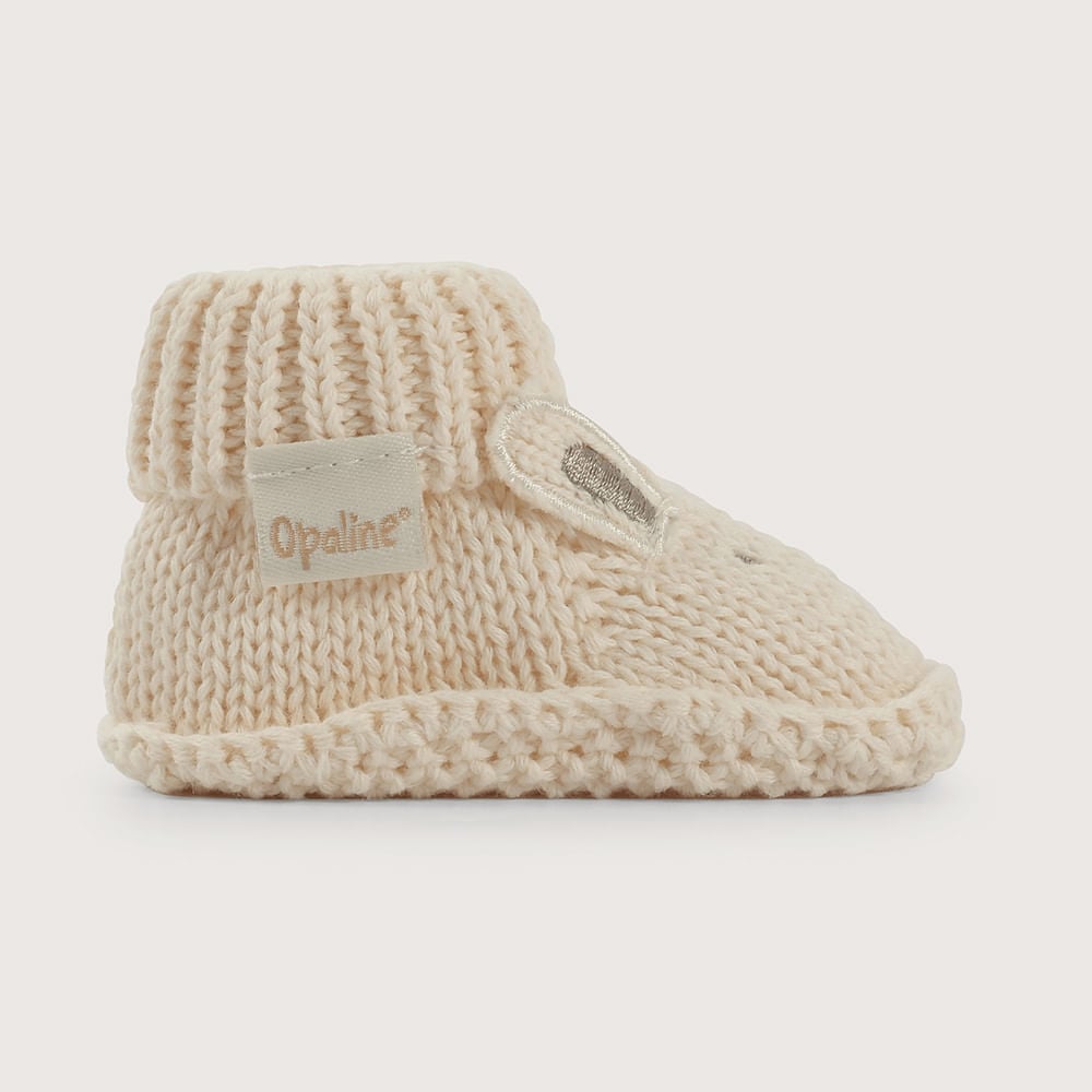 PANTUFLA BEBE  TEJIDA BEIGE DE NIÑA OPALINE - 2