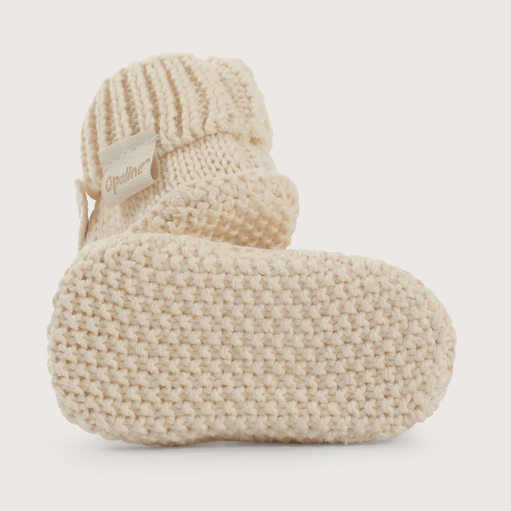PANTUFLA BEBE  TEJIDA BEIGE DE NIÑA OPALINE - 3