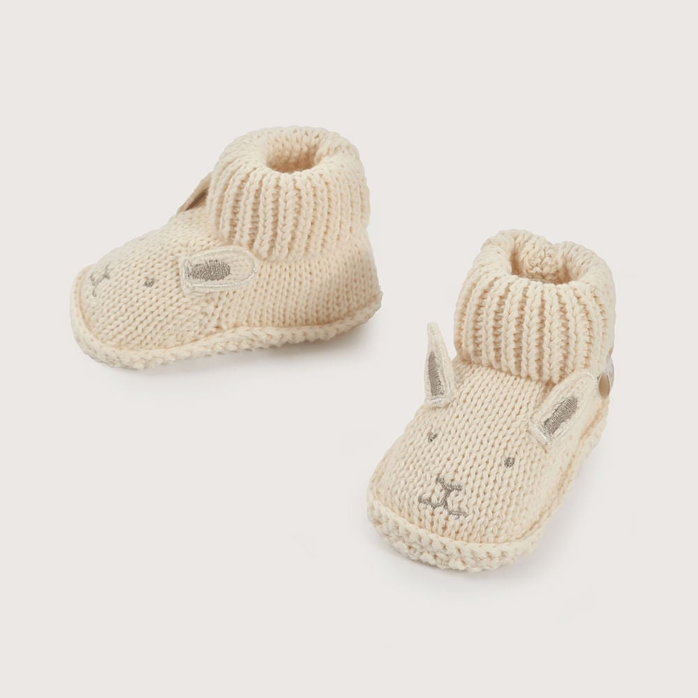 PANTUFLA BEBE  TEJIDA BEIGE DE NIÑA OPALINE - 4