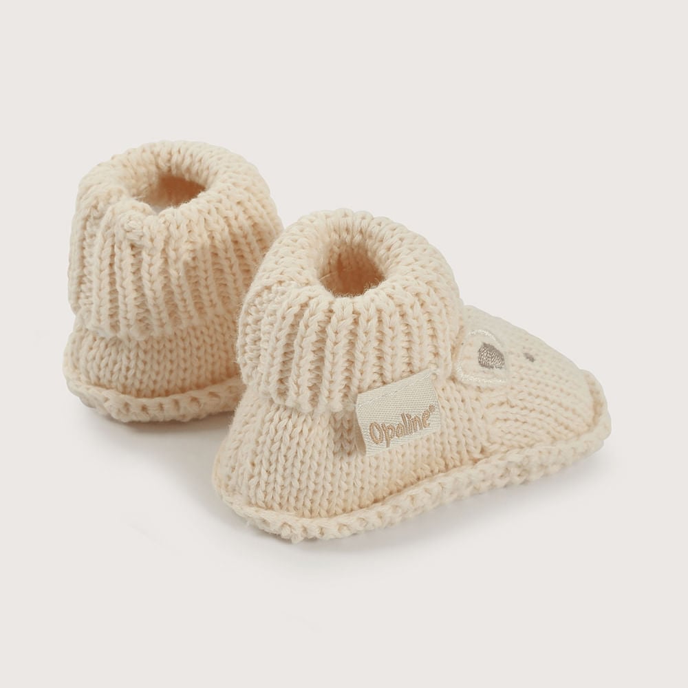 PANTUFLA BEBE  TEJIDA BEIGE DE NIÑA OPALINE - 5