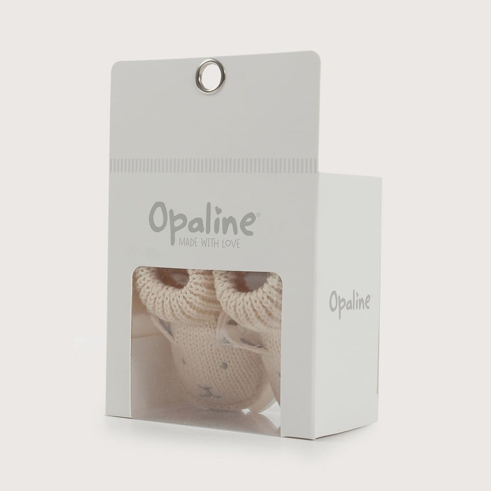 PANTUFLA BEBE  TEJIDA BEIGE DE NIÑA OPALINE - 6